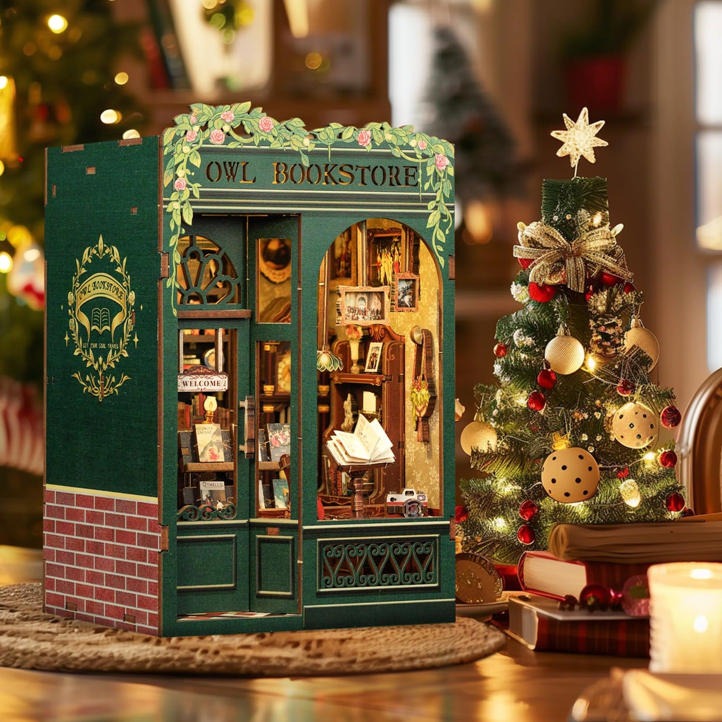 Green Owl Bookstore - DIY Wooden Miniature Kit