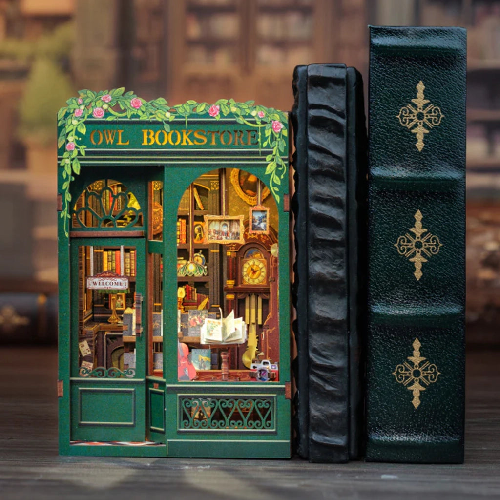 Green Owl Bookstore - DIY Wooden Miniature Kit